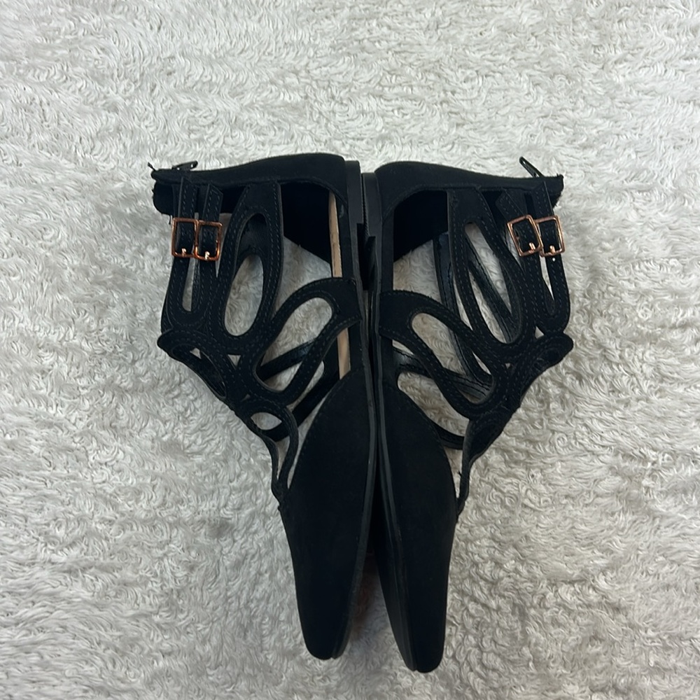 LC Lauren Conrad poem black pointed to strappy ankle flats, size 7 - 7.5 - Picture 6 of 10
